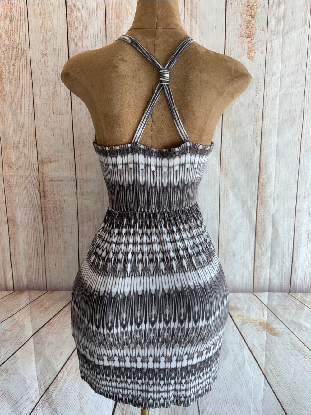 Cynthia Rowley Black & White ikat tribal pattern- Tank Sleeveless Mini Dress s - Picture 6 of 11